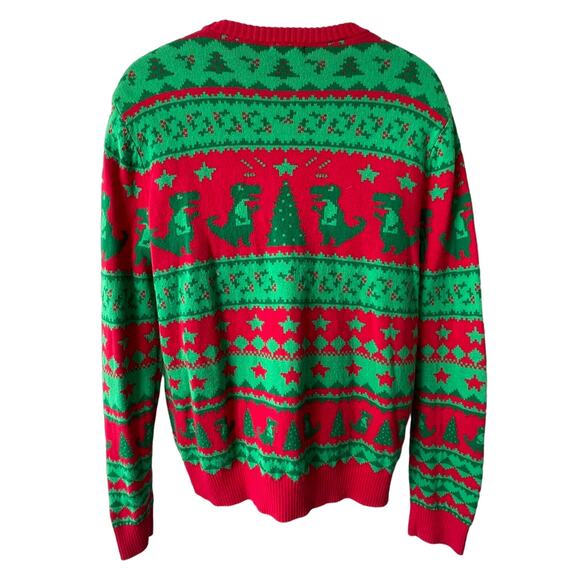Alex Stevens 8 Bit Digital Dinosaur Ugly Christmas Sweater Size Large - Picture 3 of 5
